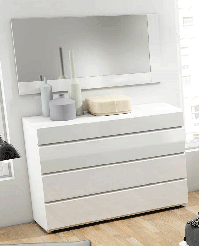 ESF Furniture - Sara Single Dresser with Mirror Set in Glossy White - SARADRESSER120-M ESF Furniture