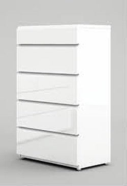 ESF Furniture - Sara 5 Drawer Chest in Glossy White - SARACHEST ESF Furniture