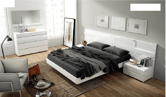 ESF Furniture - Sara 5 Piece Bedroom Eastern King Bed Set in Glossy White - SARABEDKS-5SET ESF Furniture