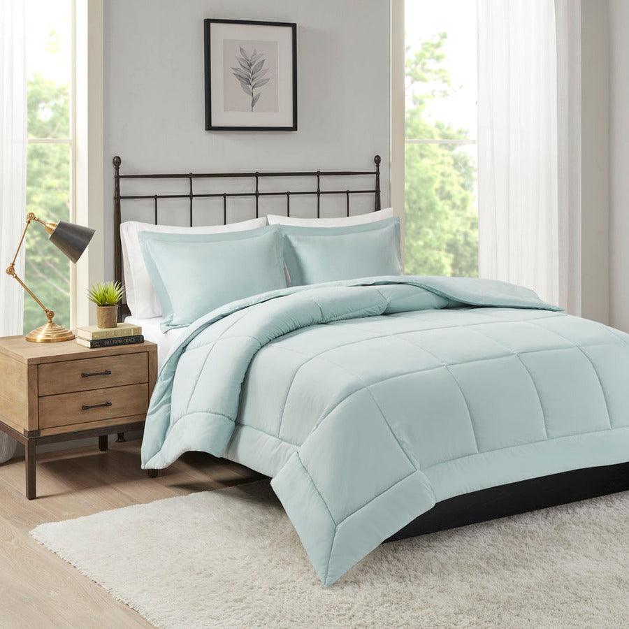 Sarasota Full/Queen Microcell Down Alternative Comforter Mini Set Seafoam Olliix.com