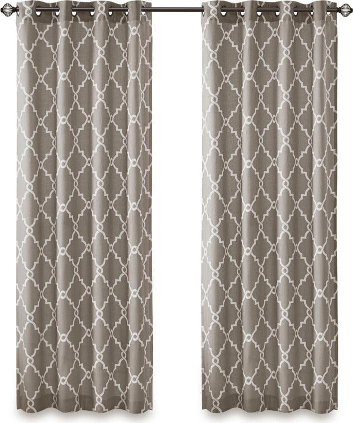 Saratoga 108 H Fretwork Print Grommet Top Window Curtain Gray Olliix.com