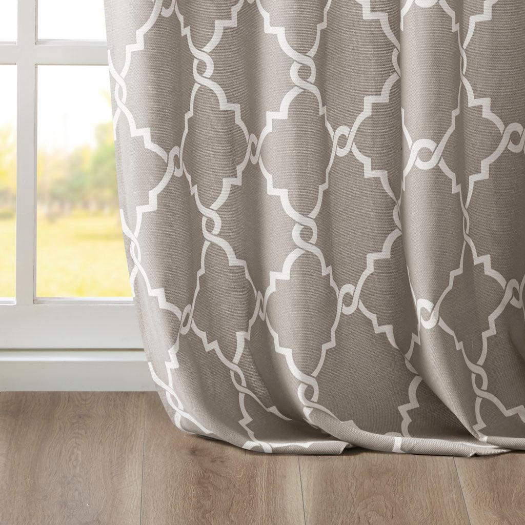 Saratoga 108 H Fretwork Print Grommet Top Window Curtain Gray Olliix.com