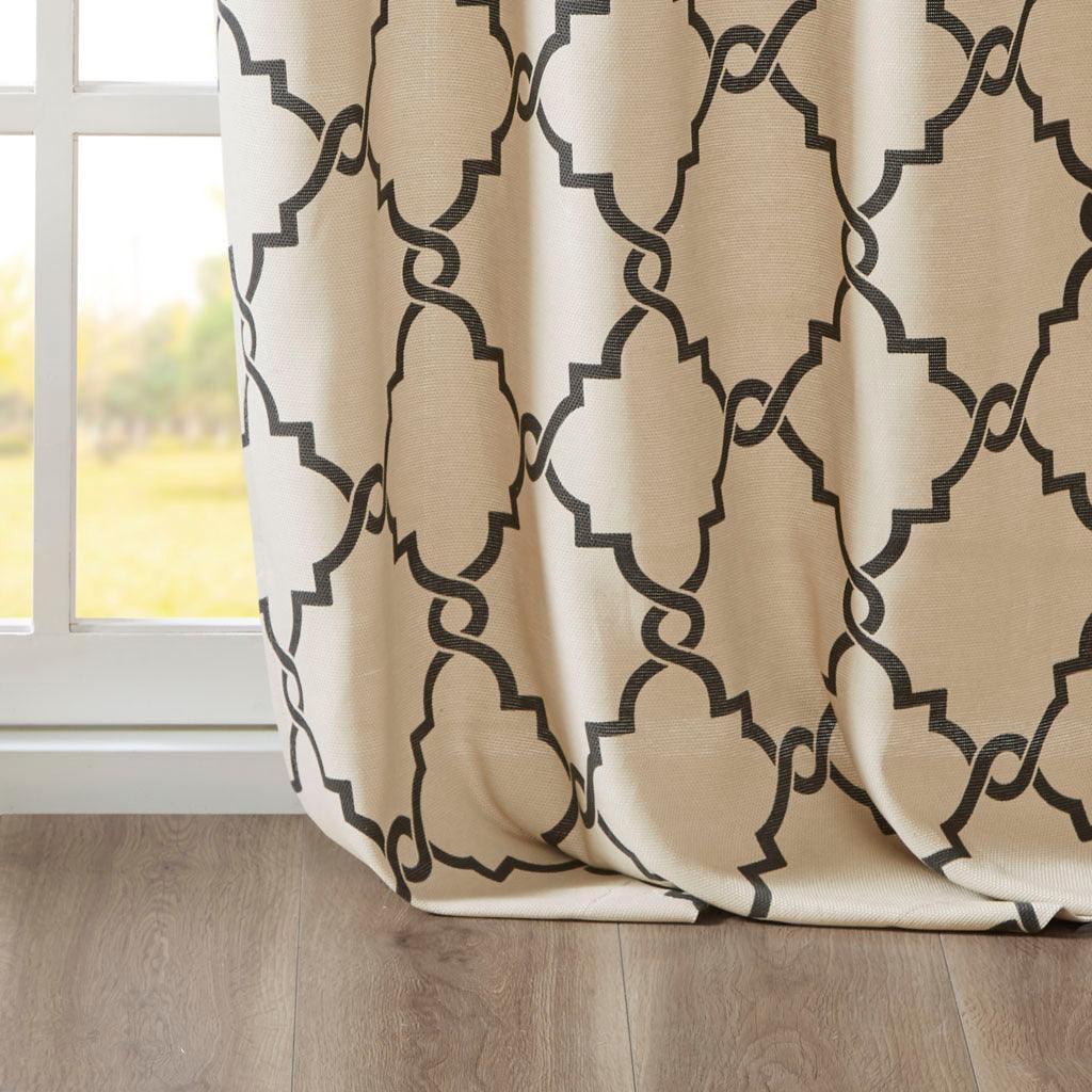 Saratoga 108 H Fretwork Print Grommet Top Window Curtain Khaki Olliix.com