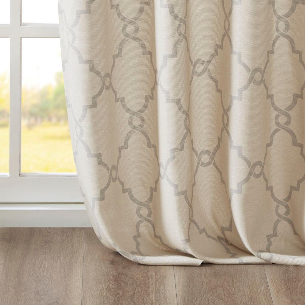 Saratoga 63 H Fretwork Print Grommet Top Window Curtain Beige Olliix.com