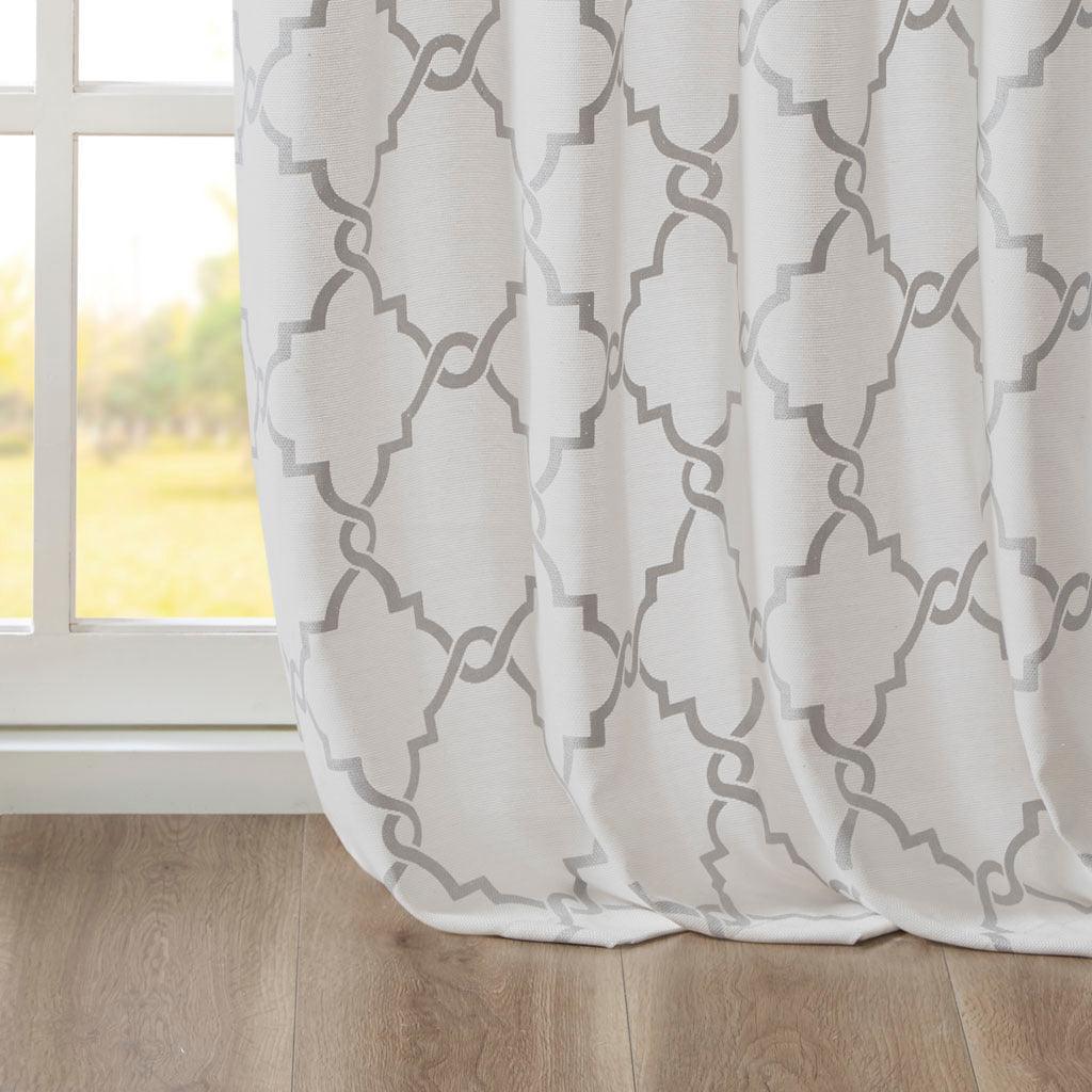Saratoga 84 H Fretwork Print Grommet Top Window Curtain Ivory Olliix.com