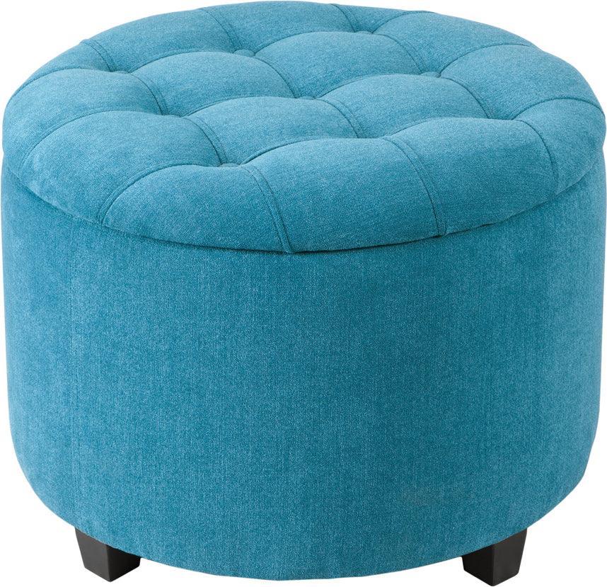 Sasha Modern/Contemporary Round Ottoman with Shoe Holder Insert 24Wx24Dx18H" Blue Olliix.com