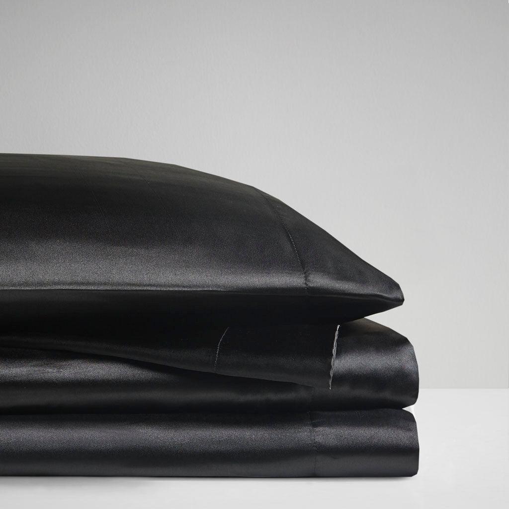 Satin Cal King Sheet Set Black Olliix.com