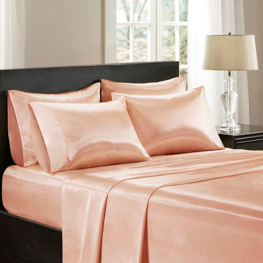 Satin Cal King Sheet Set Blush Olliix.com