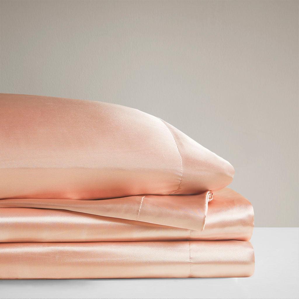 Satin Cal King Sheet Set Blush Olliix.com