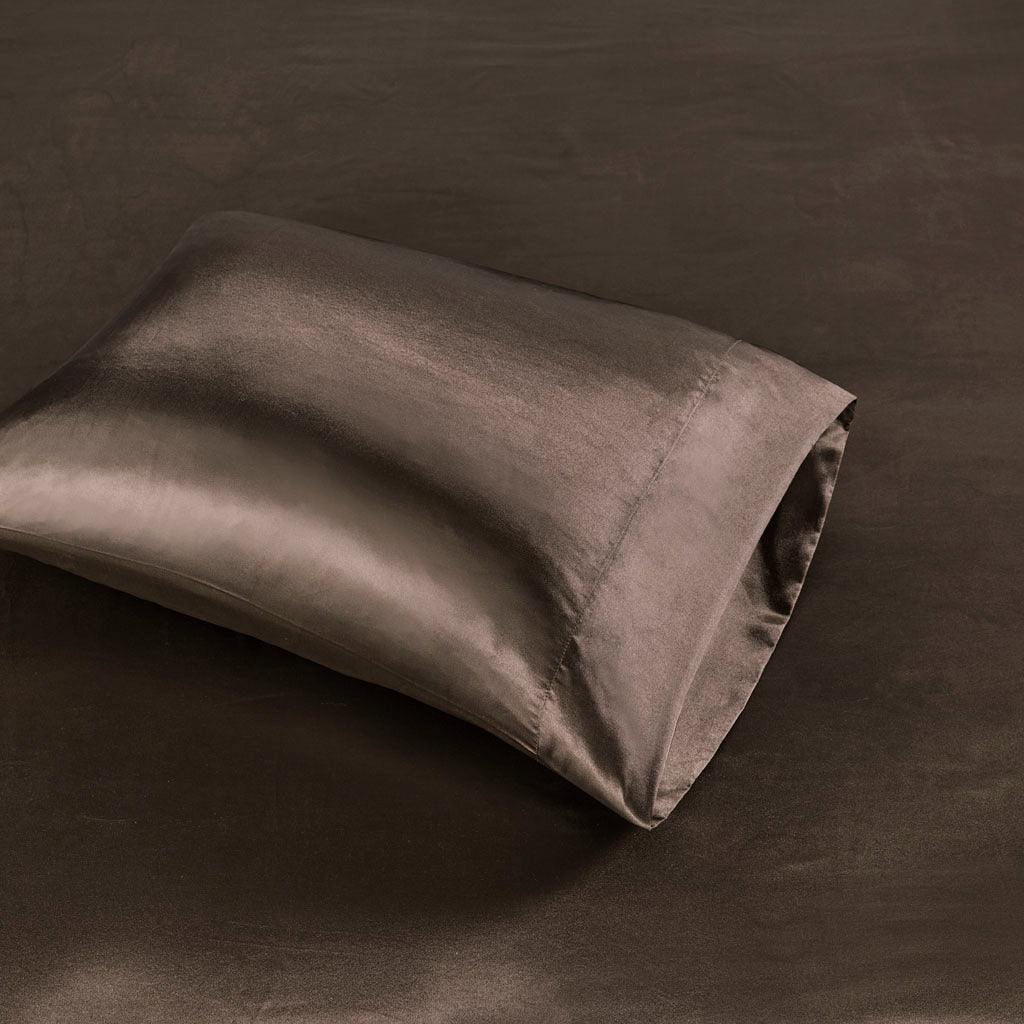 Satin Cal King Sheet Set Chocolate Olliix.com