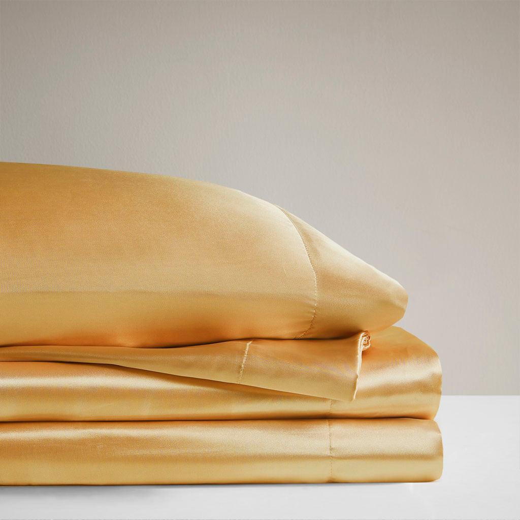 Satin Cal King Sheet Set Gold Olliix.com