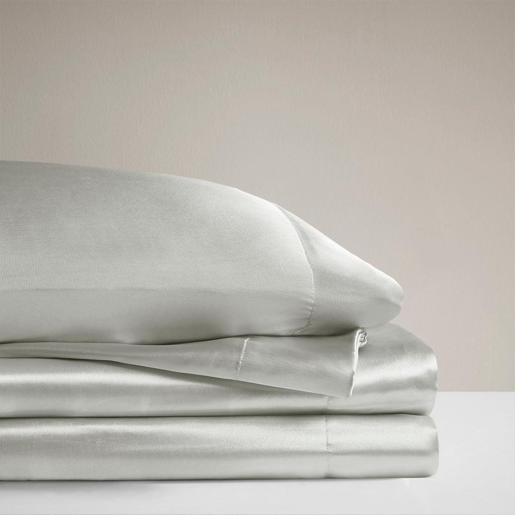 Satin Cal King Sheet Set Light Gray Olliix.com