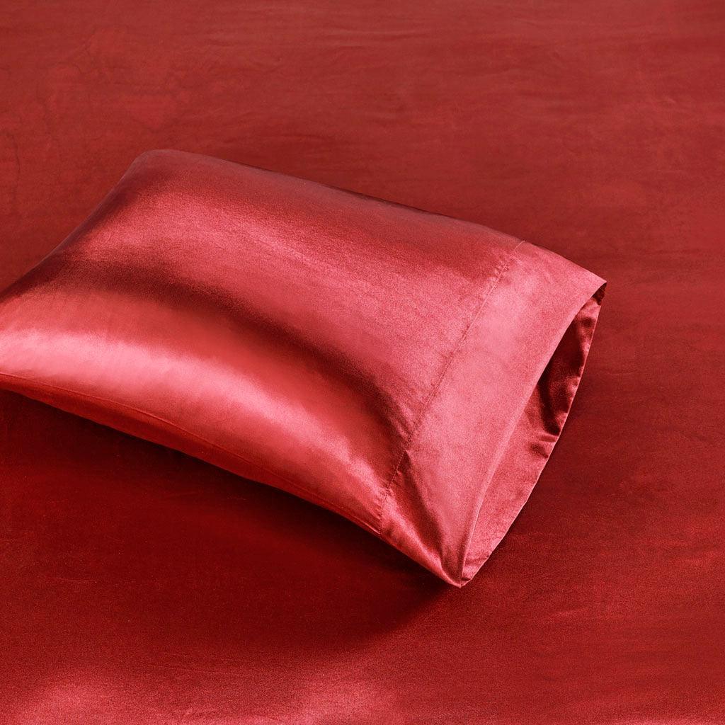 Satin Full Sheet Set Red Olliix.com