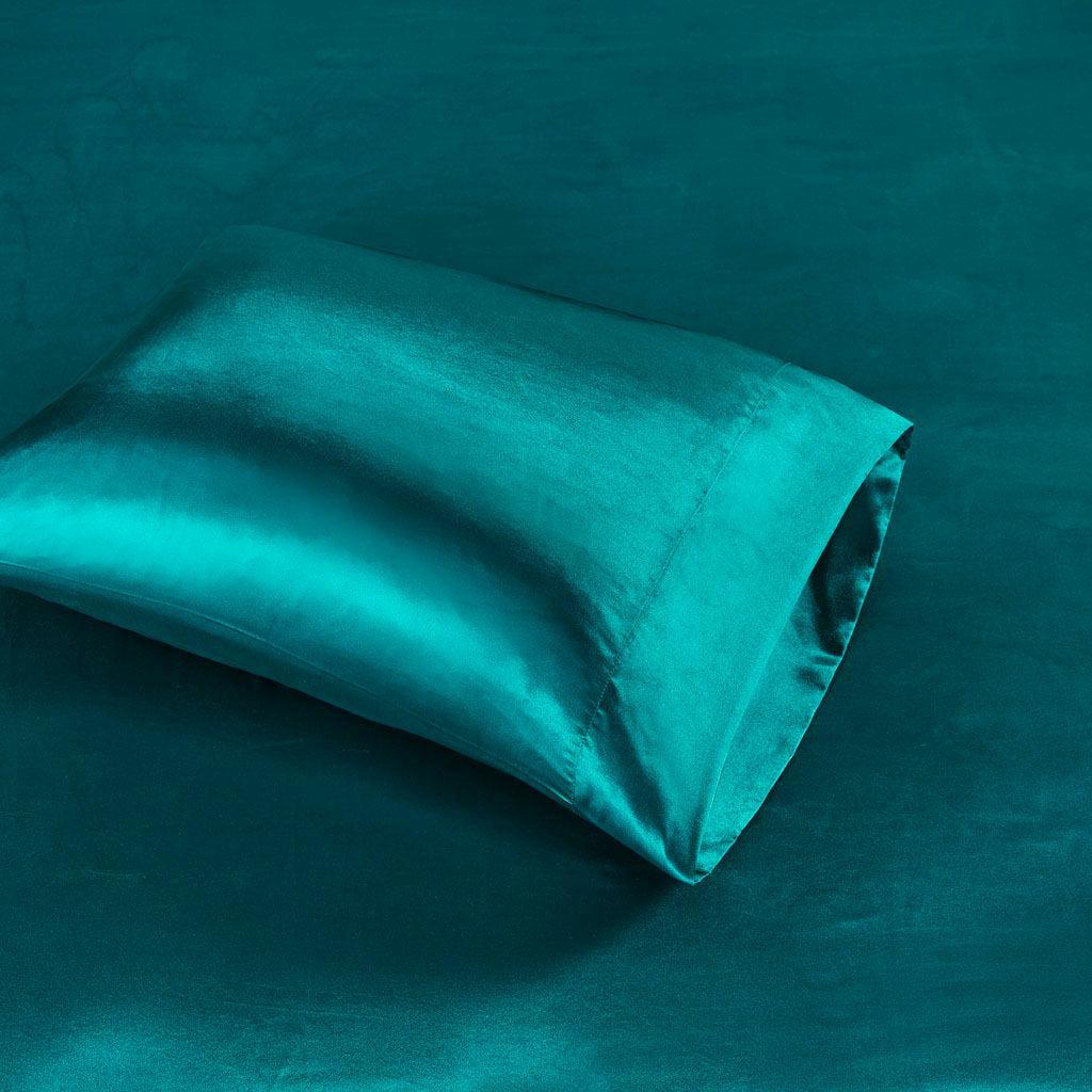 Satin Full Sheet Set Teal Olliix.com