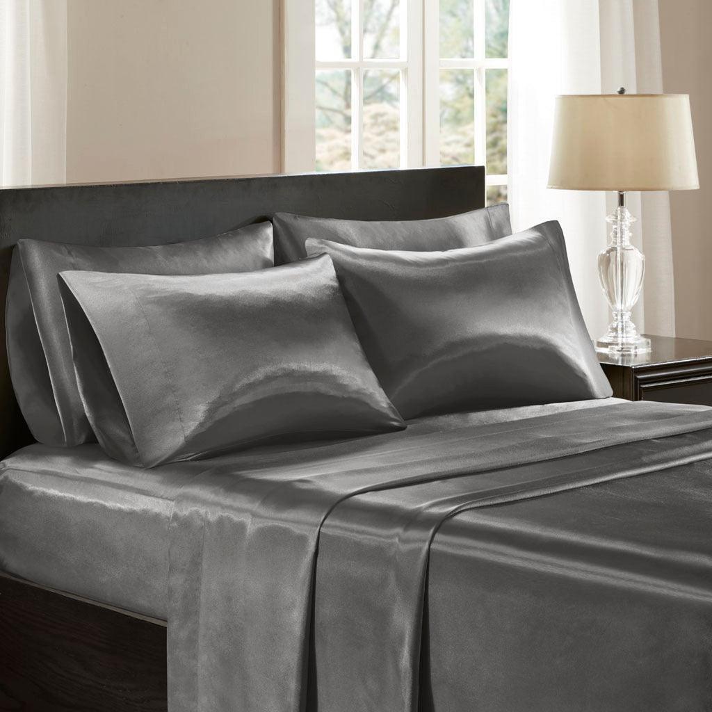 Satin King Sheet Set Gray Olliix.com