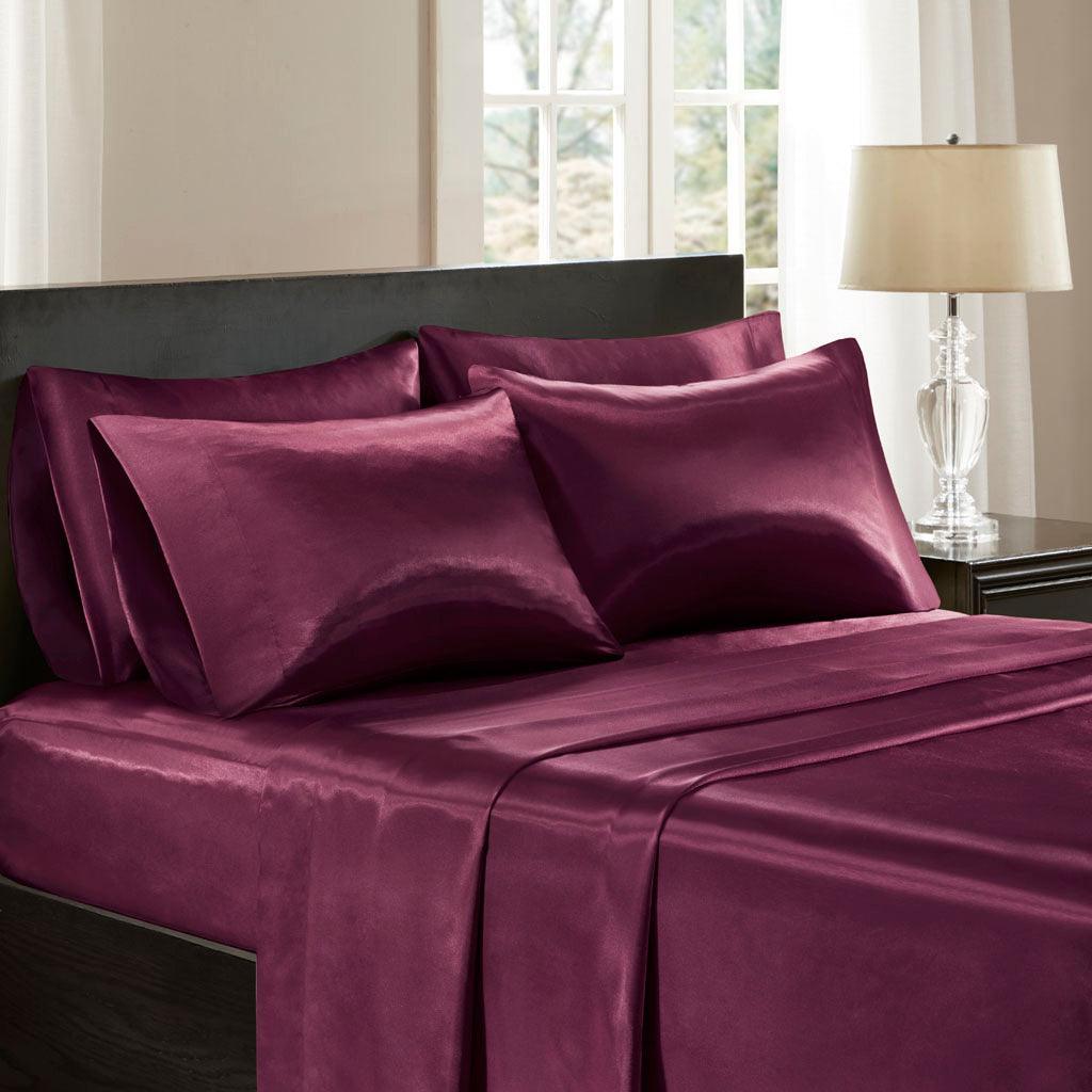 Satin King Sheet Set Purple Olliix.com