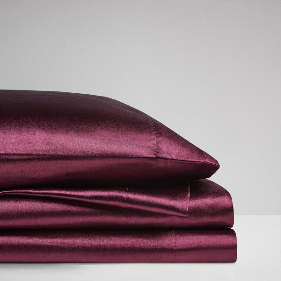 Satin Wrinkle-Free Luxurious 6-Piece Sheet Set Cal King Purple Olliix.com