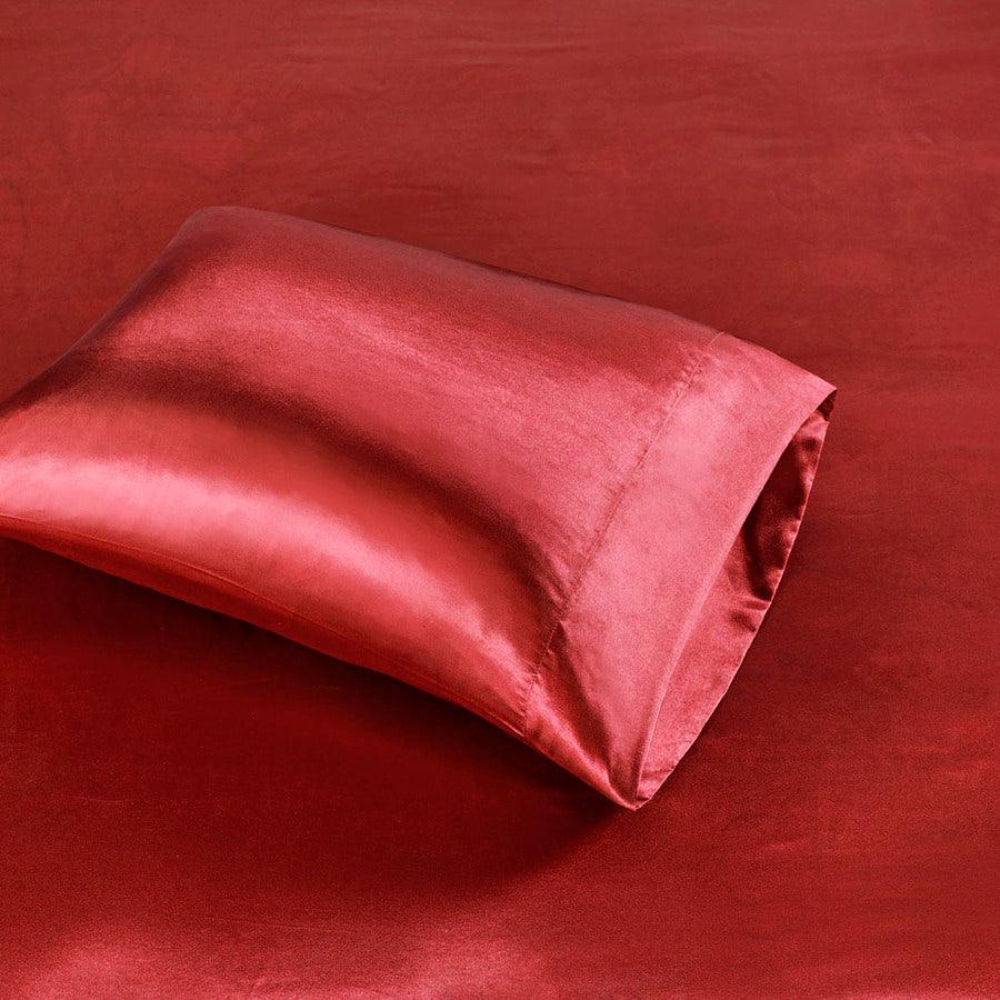 Satin Wrinkle-Free Luxurious 6-Piece Sheet Set Cal King Red Olliix.com