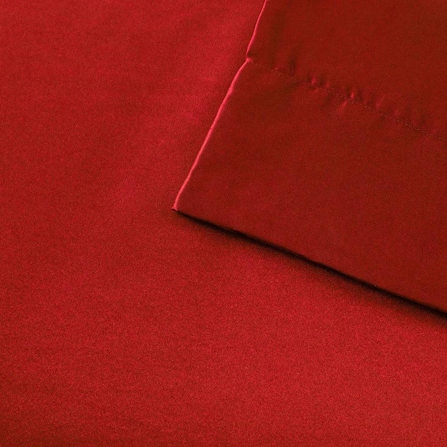 Satin Wrinkle-Free Luxurious 6-Piece Sheet Set Cal King Red Olliix.com