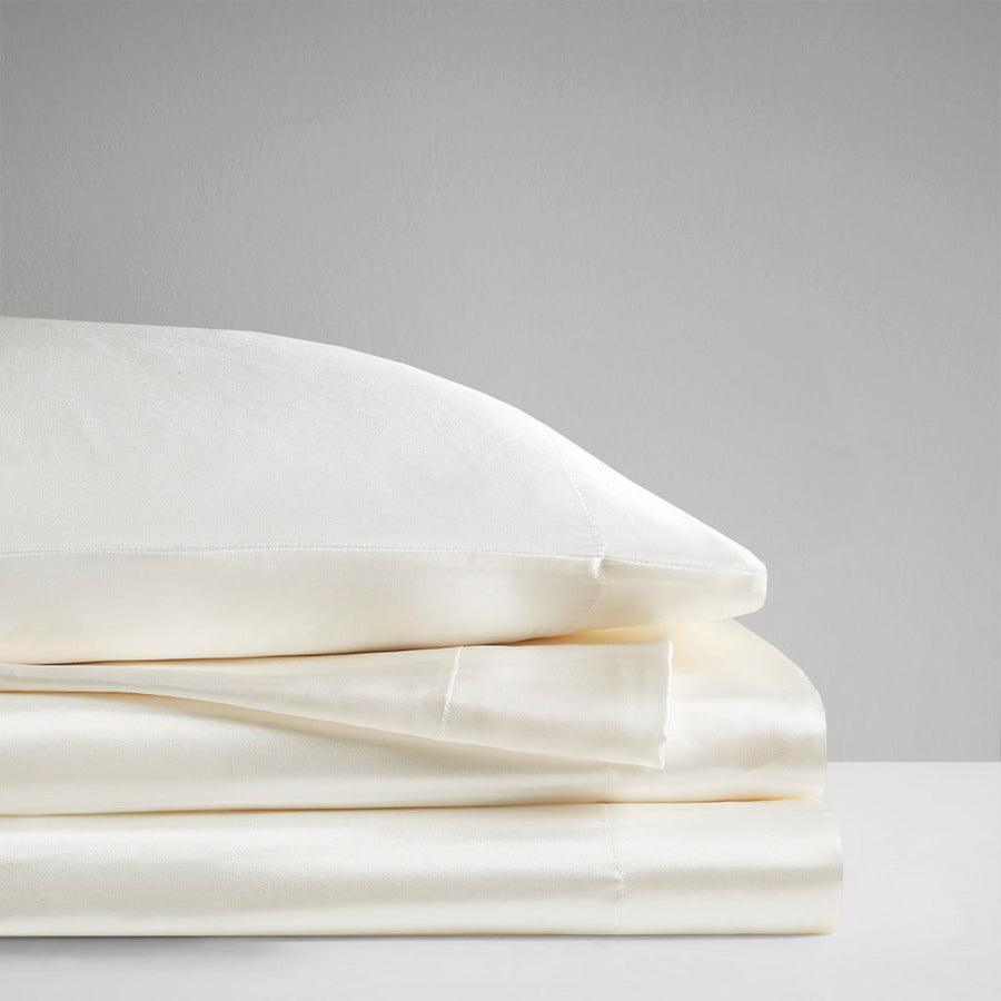 Satin Wrinkle-Free Luxurious 6-Piece Sheet Set King Ivory Olliix.com