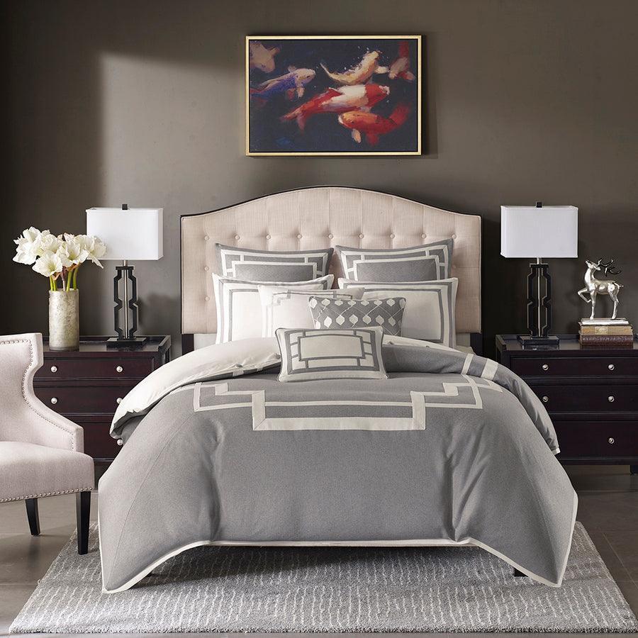 Savoy Transitional Comforter Set Gray King Olliix.com