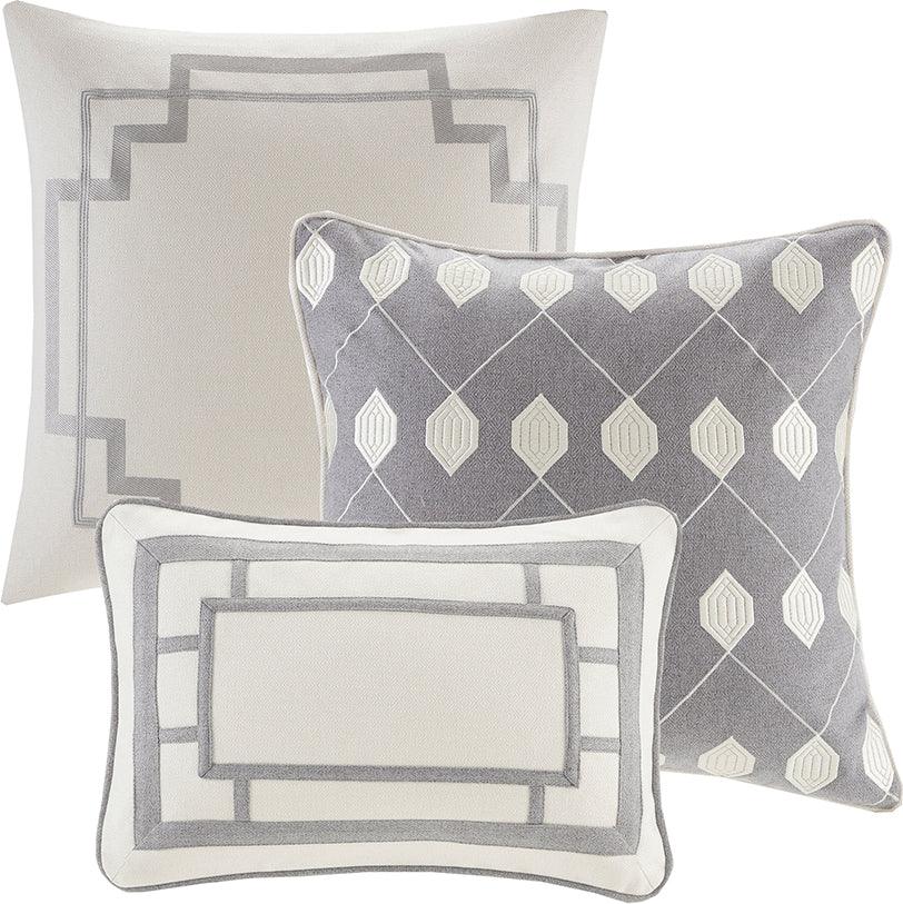 Savoy Transitional Comforter Set Gray King Olliix.com