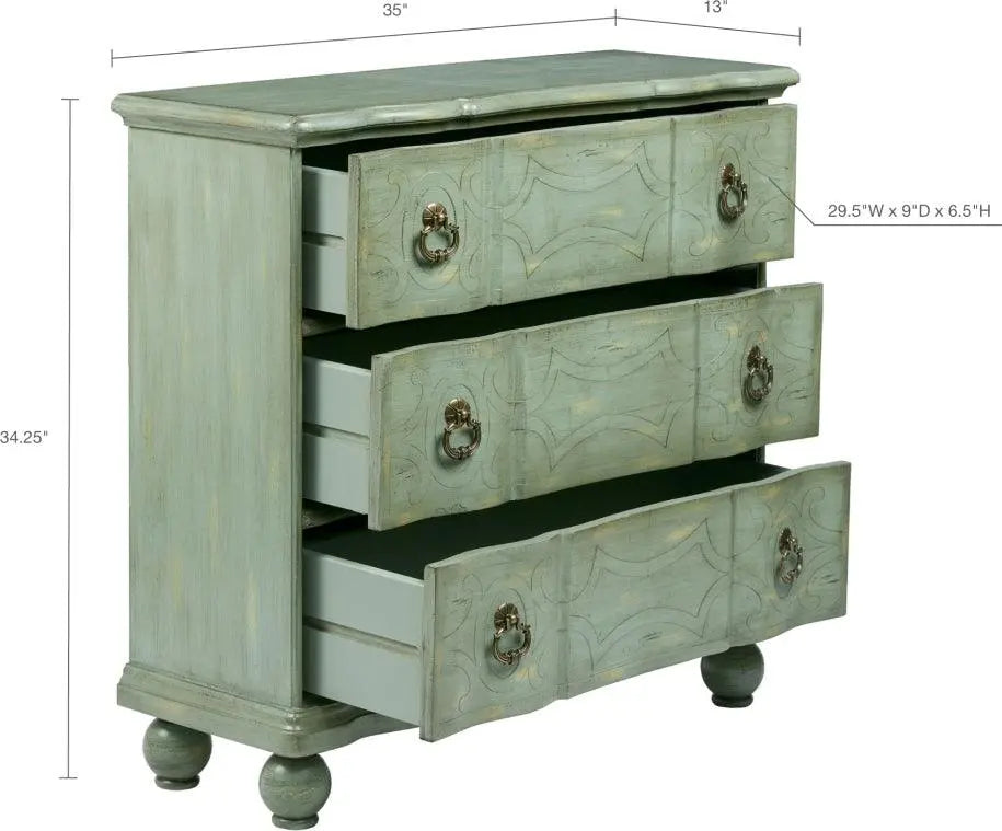 Scroll Bun Foot Chest Green Olliix.com