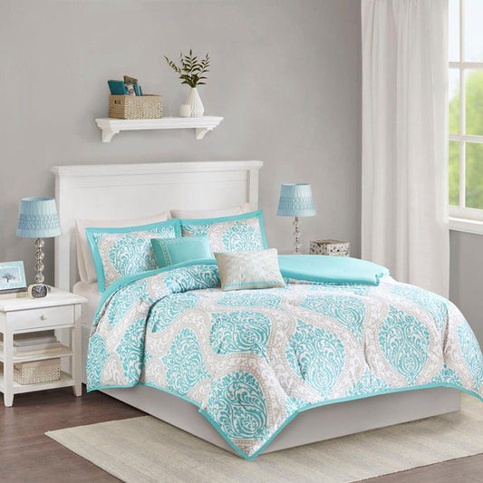 Senna 20 " D Comforter Set Aqua Twin/Twin XL Olliix.com