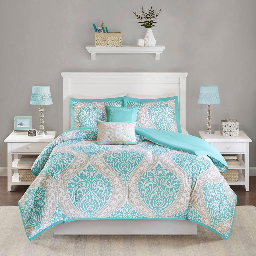 Senna 20 " D Comforter Set Aqua Twin/Twin XL Olliix.com