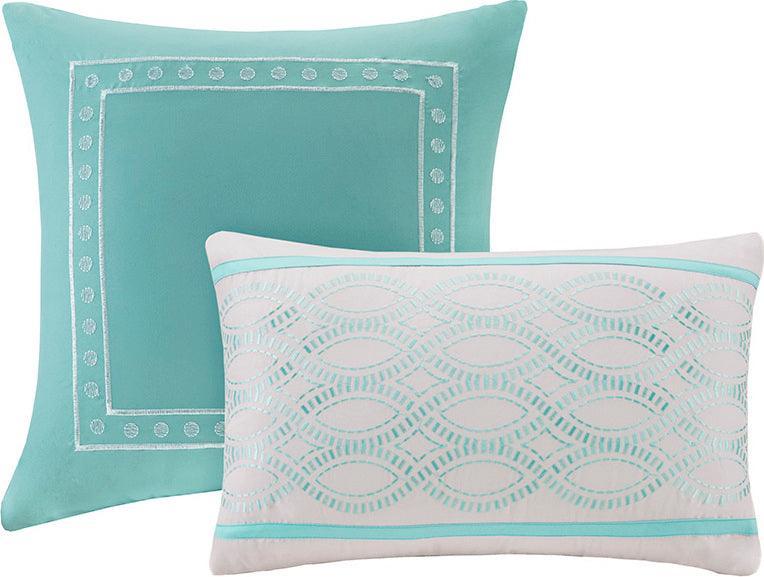 Senna 26" W Comforter Set Aqua Full/Queen Olliix.com