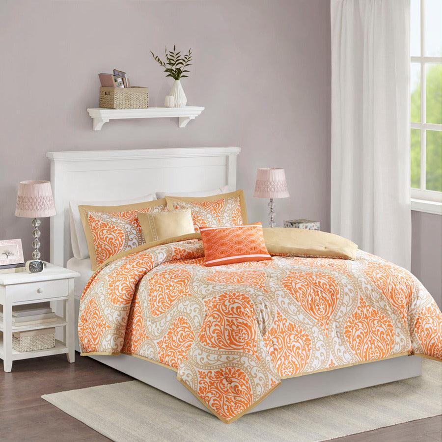 Senna Comforter Set Orange King/Cal King Olliix.com