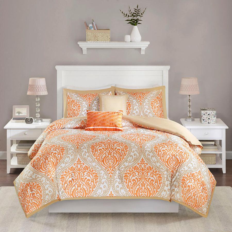 Senna Comforter Set Orange King/Cal King Olliix.com