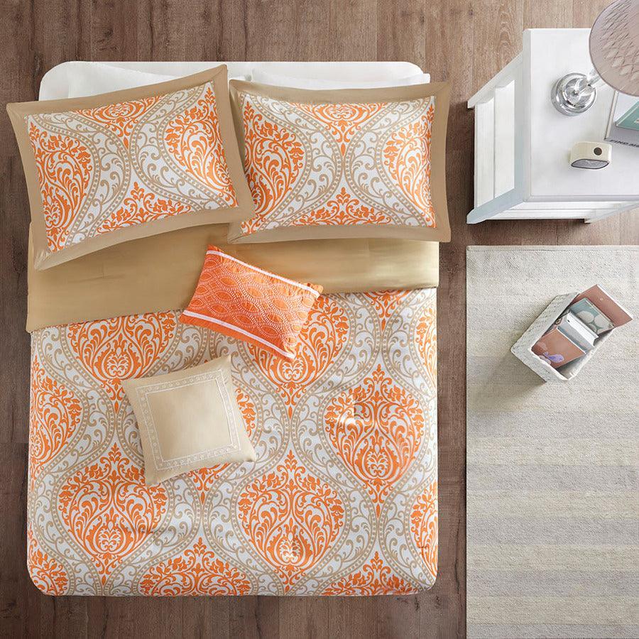 Senna Comforter Set Orange King/Cal King Olliix.com