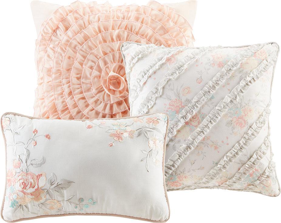 Serendipity Casual Cotton Percale Comforter Set Coral Cal King Olliix.com