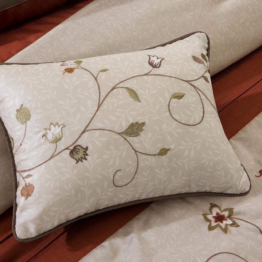 Serene Casual Embroidered 7 Piece Comforter Set Spice Cal King Olliix.com