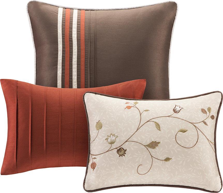 Serene Casual Embroidered 7 Piece Comforter Set Spice Cal King Olliix.com