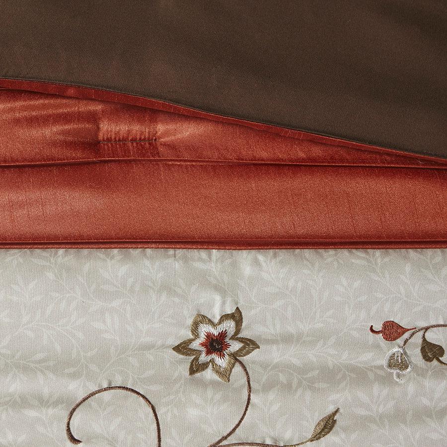 Serene Casual Embroidered 7 Piece Comforter Set Spice Cal King Olliix.com