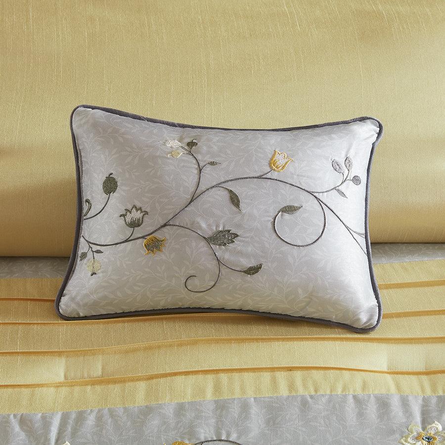 Serene Casual Embroidered 7 Piece Comforter Set Yellow Cal King Olliix.com