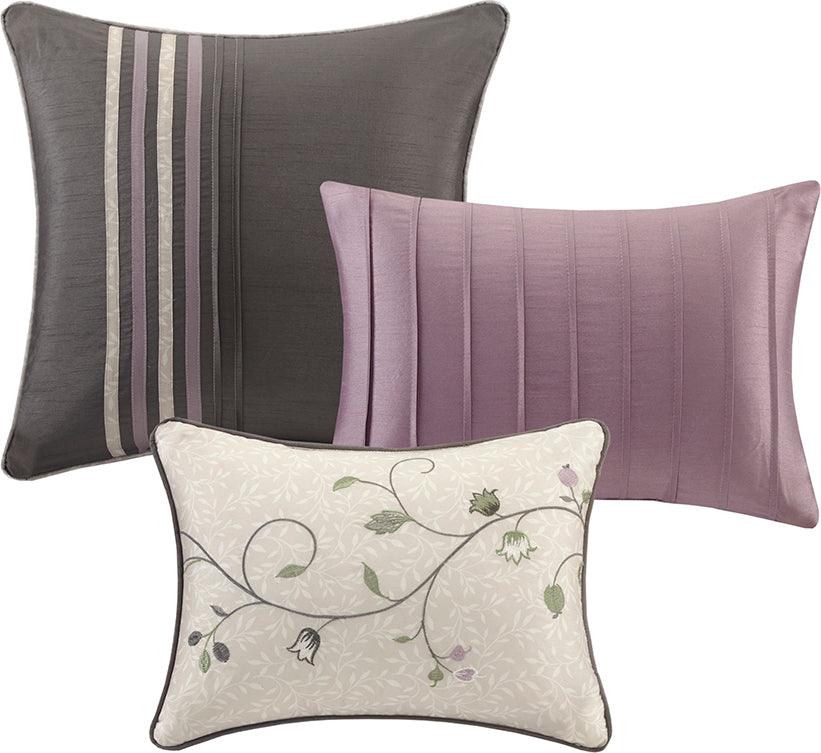 Serene Coastal Embroidered 7 Piece Comforter Set Purple Cal King Olliix.com