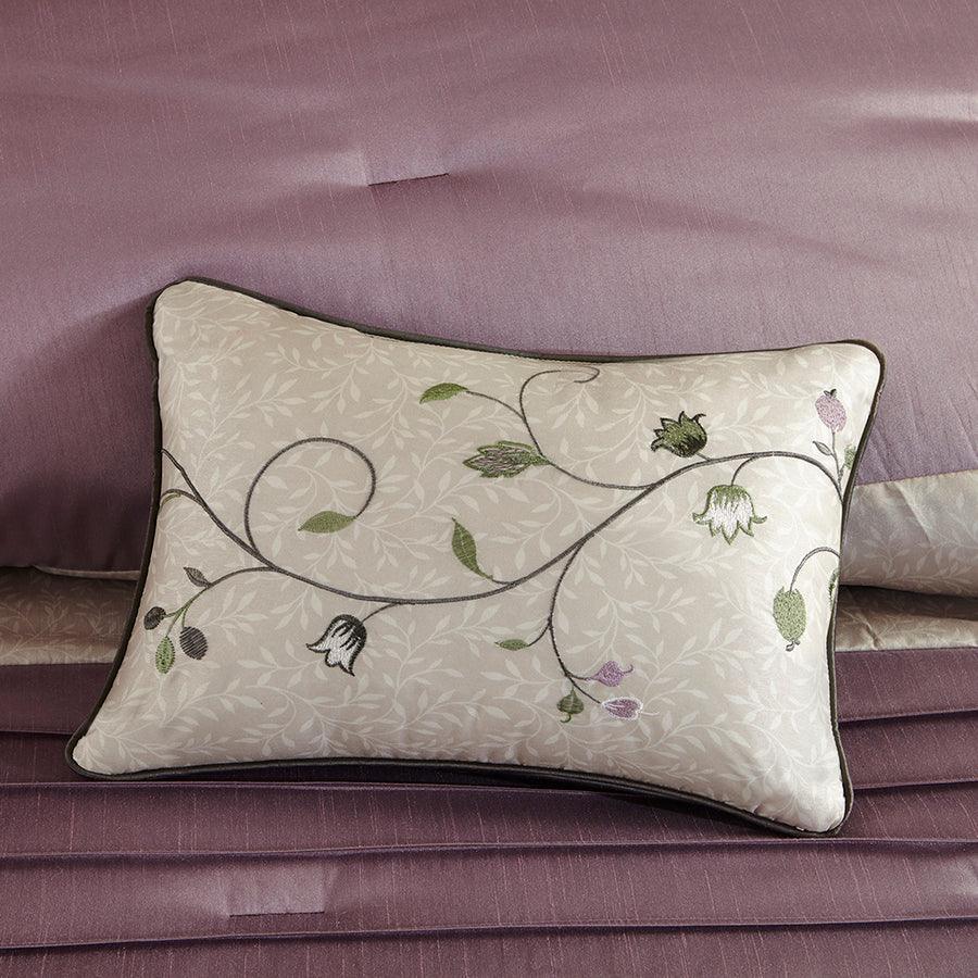 Serene Coastal Embroidered 7 Piece Comforter Set Purple Cal King Olliix.com