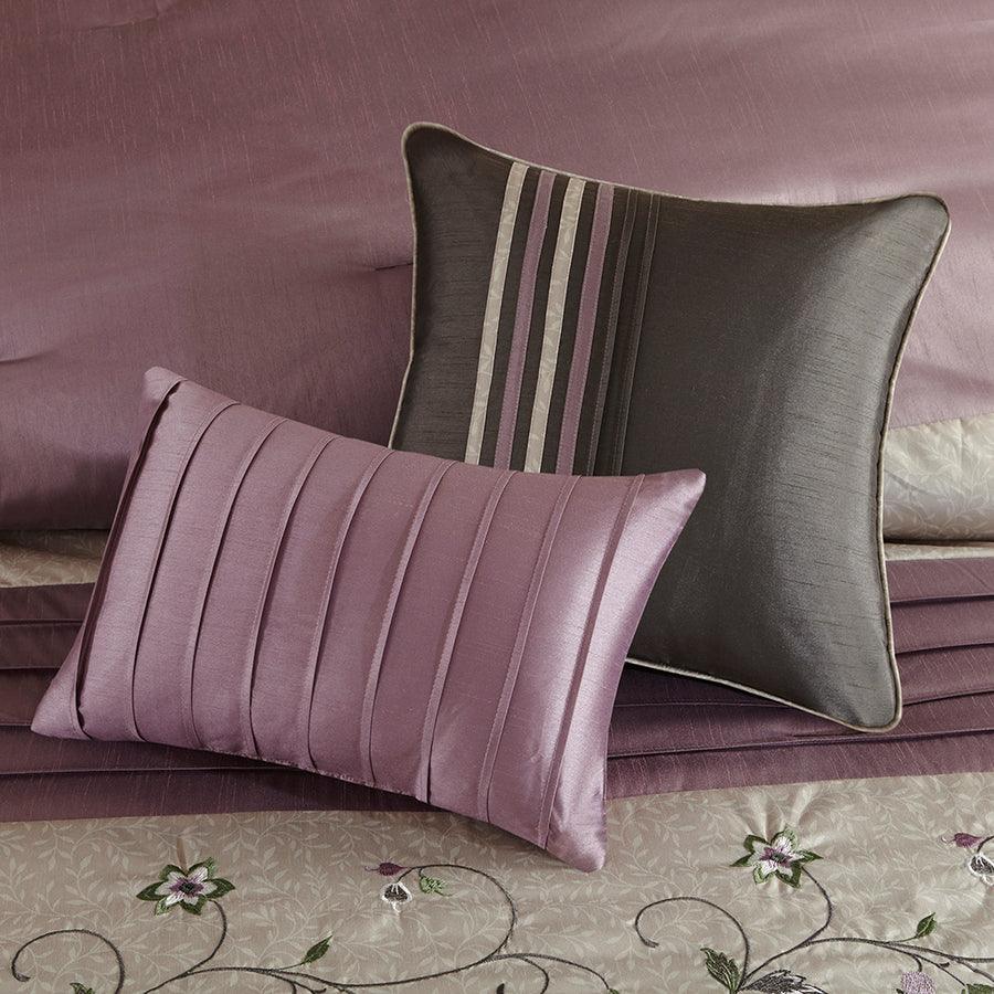 Serene Coastal Embroidered 7 Piece Comforter Set Purple Cal King Olliix.com