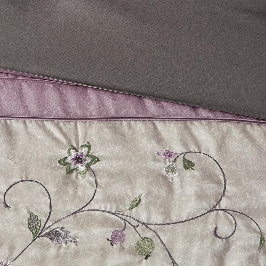 Serene Coastal Embroidered 7 Piece Comforter Set Purple Cal King Olliix.com