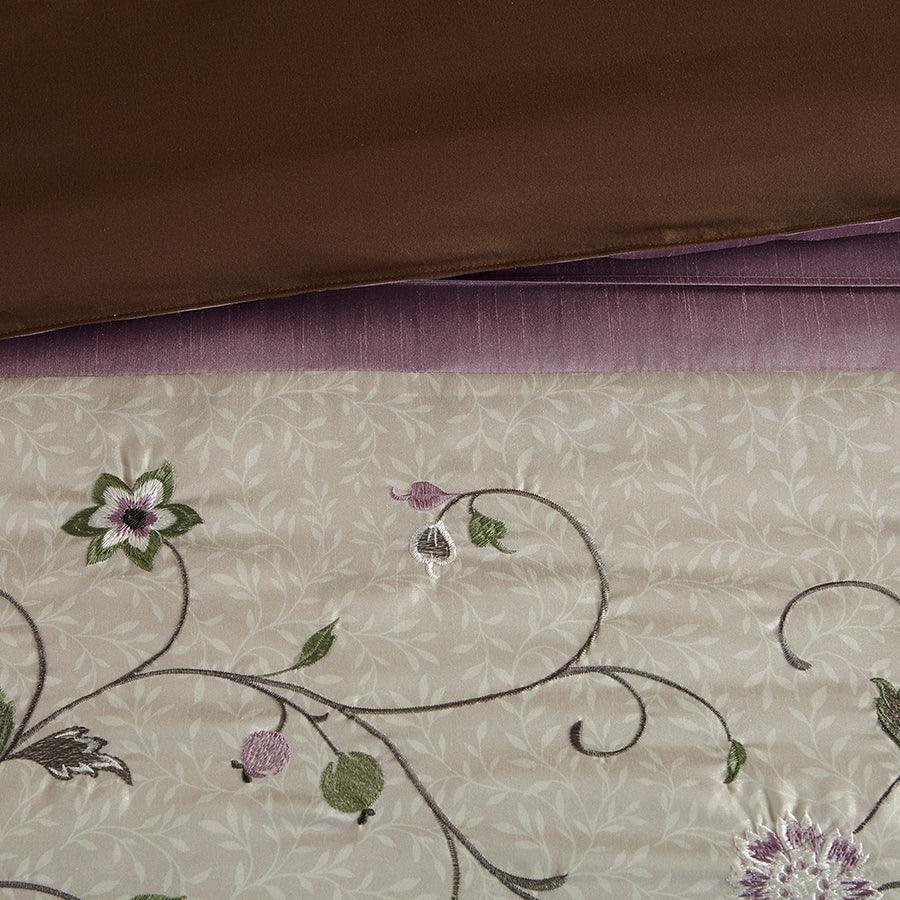 Serene Coastal Embroidered 7 Piece Comforter Set Purple Cal King Olliix.com