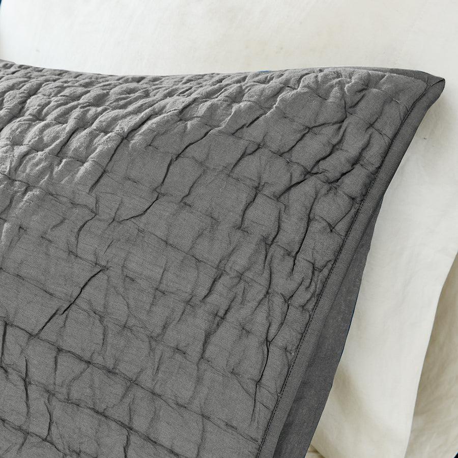 Serene Cotton Hand Quilted Coverlet Set Gray King Olliix.com