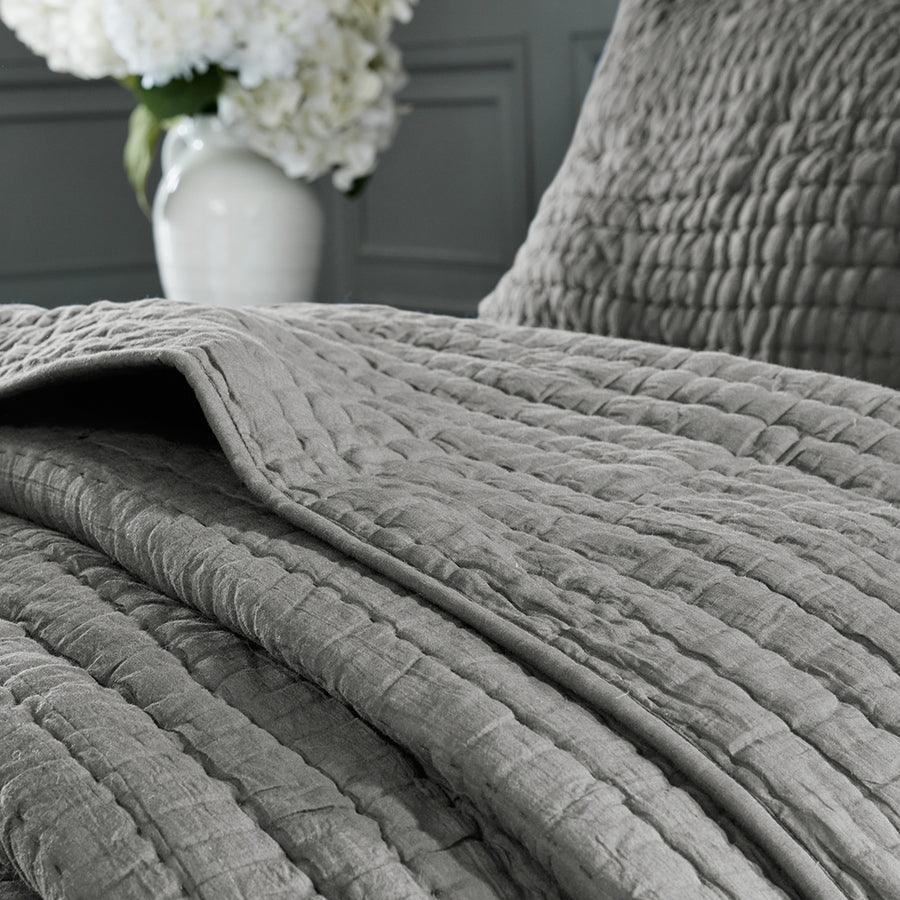 Serene Cotton Hand Quilted Coverlet Set Gray King Olliix.com