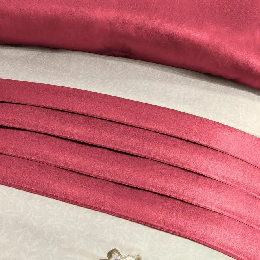 Serene Embroidered Transitional 7 Piece Comforter Set Red Queen Olliix.com