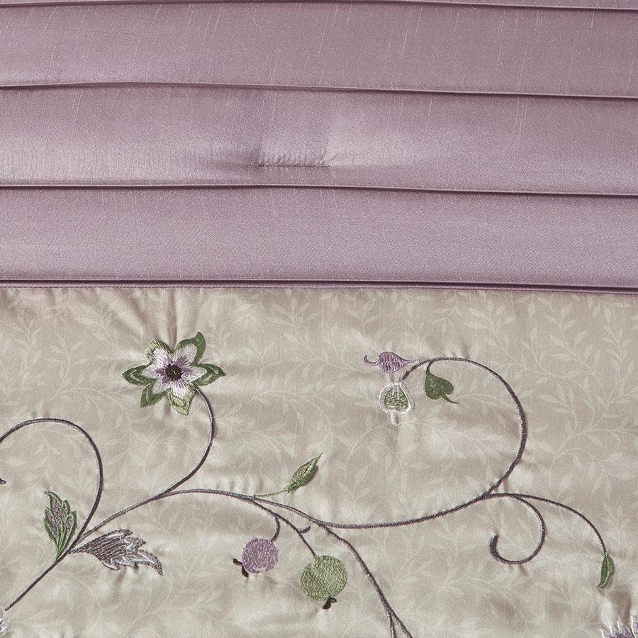 Serene Queen Embroidered 7 Piece Comforter Set Purple Olliix.com