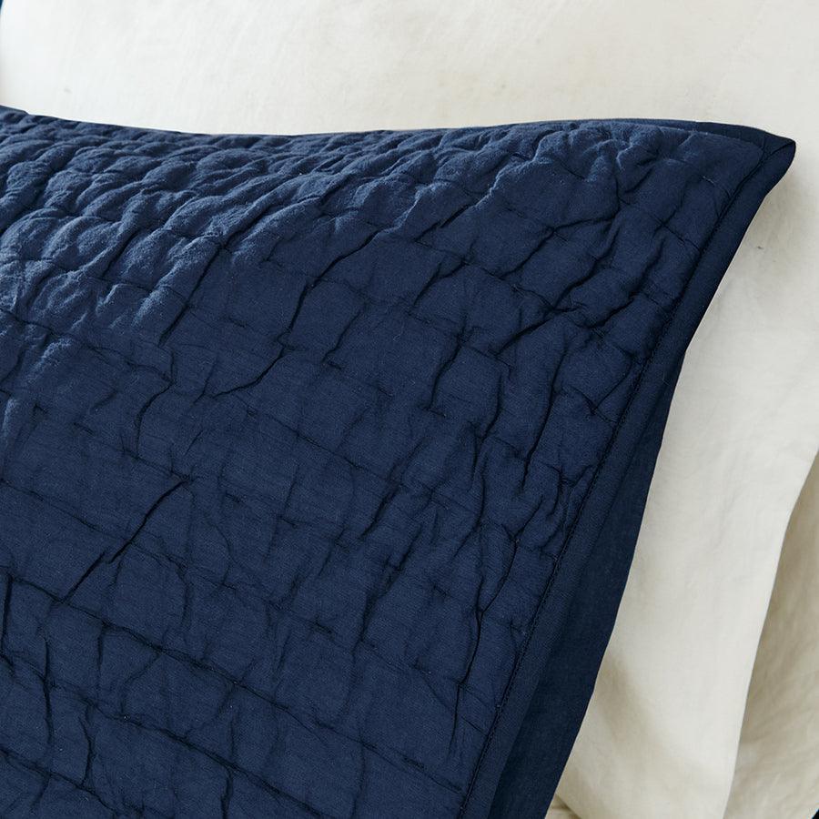 Serene Transitional Cotton Hand Quilted Coverlet Set Full/Queen Blue Olliix.com