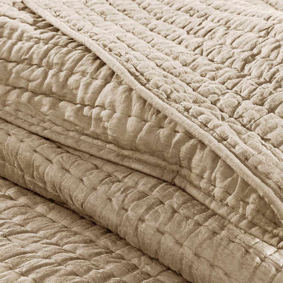 Serene Transitional Cotton Hand Quilted Coverlet Set Full/Queen Linen Olliix.com