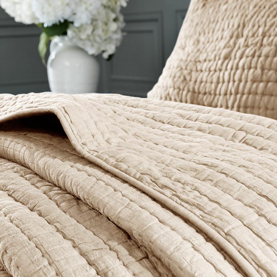 Serene Transitional Cotton Hand Quilted Coverlet Set King Linen Olliix.com